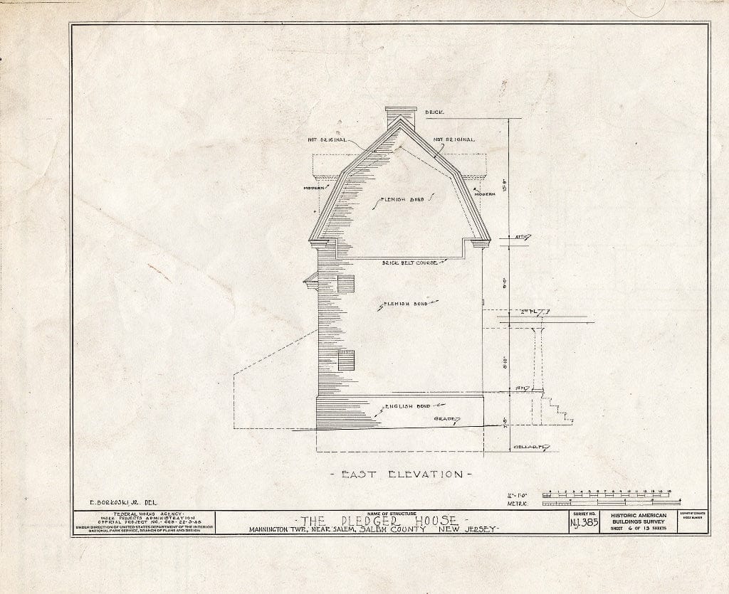 Blueprint HABS NJ,17-MANT.V,2- (Sheet 6 of 13) - Pledger House, Salem, Salem County, NJ