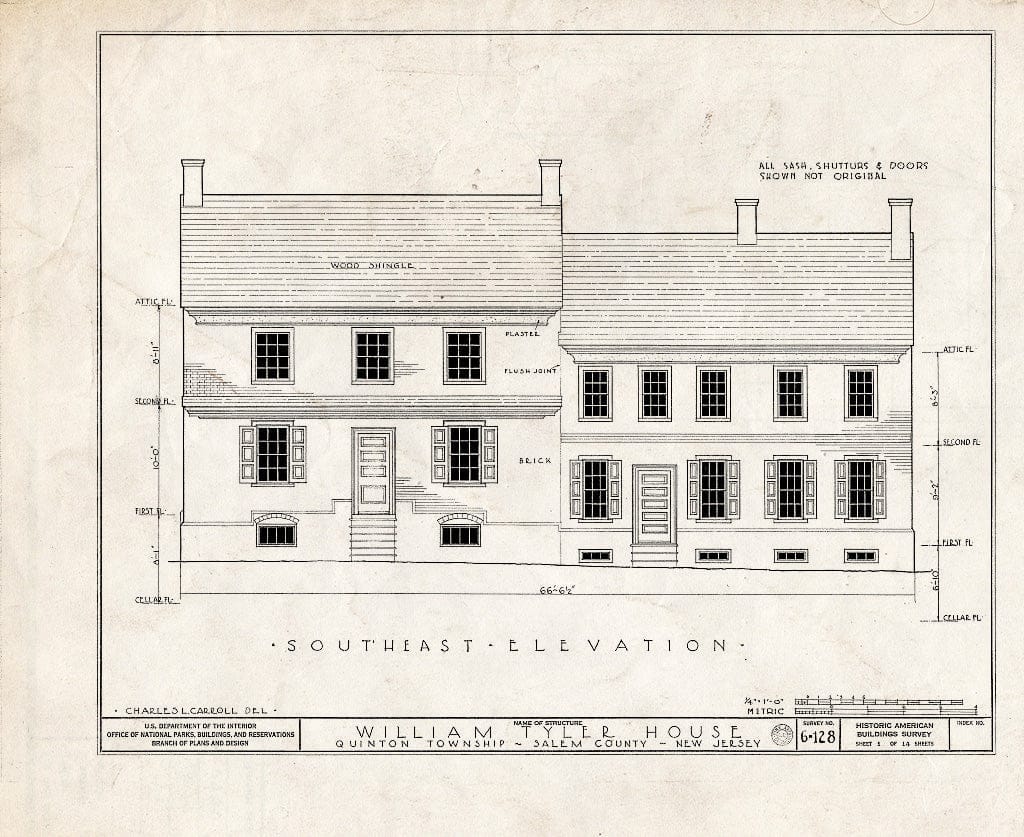 Blueprint HABS NJ,17-Quint.V,1- (Sheet 1 of 14) - William Tyler House, Quinton, Salem County, NJ