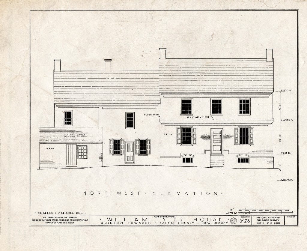 Blueprint HABS NJ,17-Quint.V,1- (Sheet 3 of 14) - William Tyler House, Quinton, Salem County, NJ