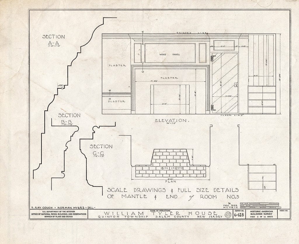 Blueprint HABS NJ,17-Quint.V,1- (Sheet 9 of 14) - William Tyler House, Quinton, Salem County, NJ