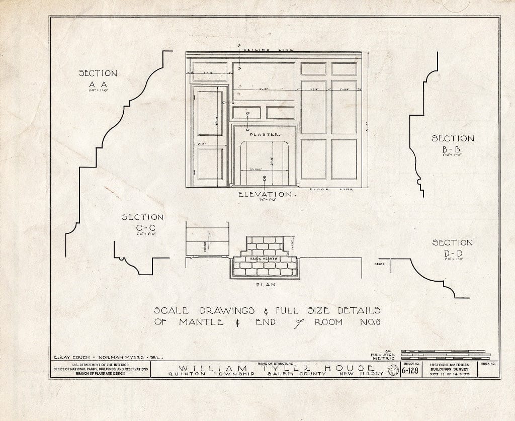 Blueprint HABS NJ,17-Quint.V,1- (Sheet 11 of 14) - William Tyler House, Quinton, Salem County, NJ