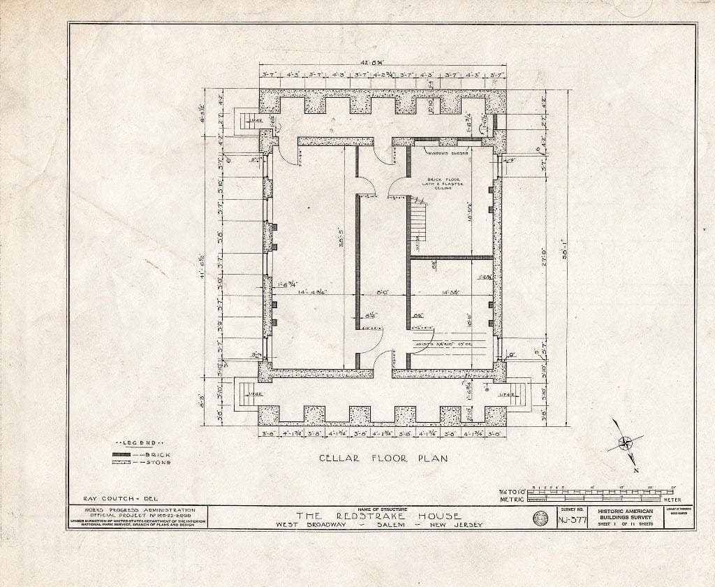 Blueprint HABS NJ,17-SAL,9- (Sheet 1 of 11) - Clement-Redstrake House, West Broadway, Salem, Salem County, NJ
