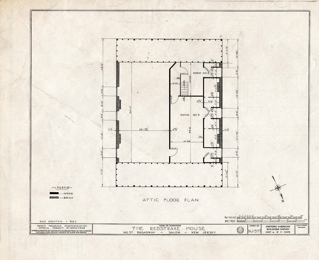 Blueprint HABS NJ,17-SAL,9- (Sheet 4 of 11) - Clement-Redstrake House, West Broadway, Salem, Salem County, NJ