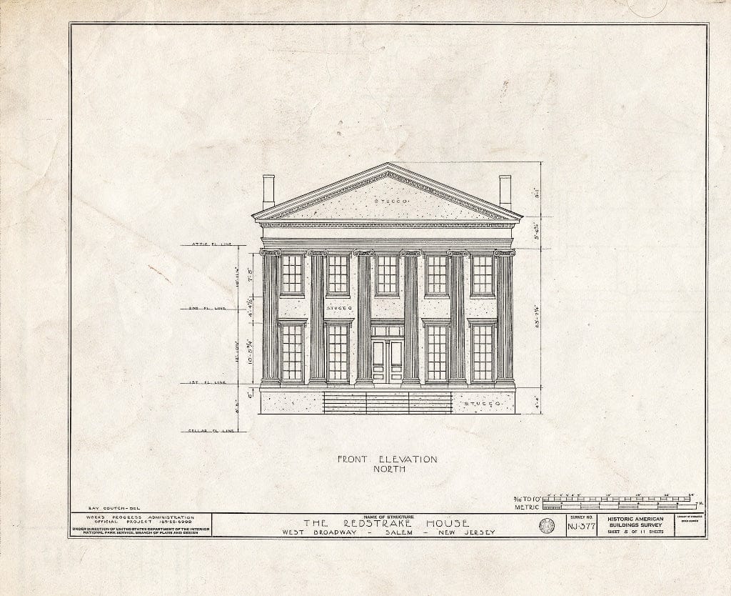 Blueprint HABS NJ,17-SAL,9- (Sheet 5 of 11) - Clement-Redstrake House, West Broadway, Salem, Salem County, NJ