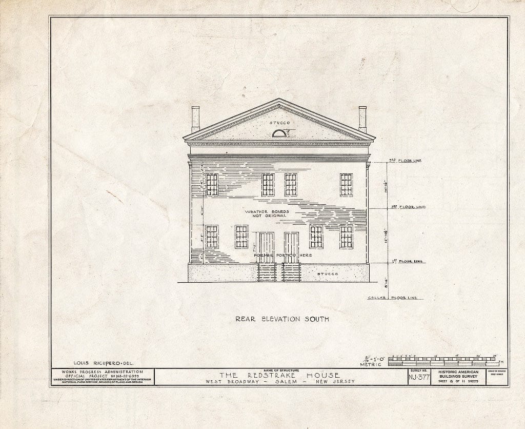 Blueprint HABS NJ,17-SAL,9- (Sheet 8 of 11) - Clement-Redstrake House, West Broadway, Salem, Salem County, NJ