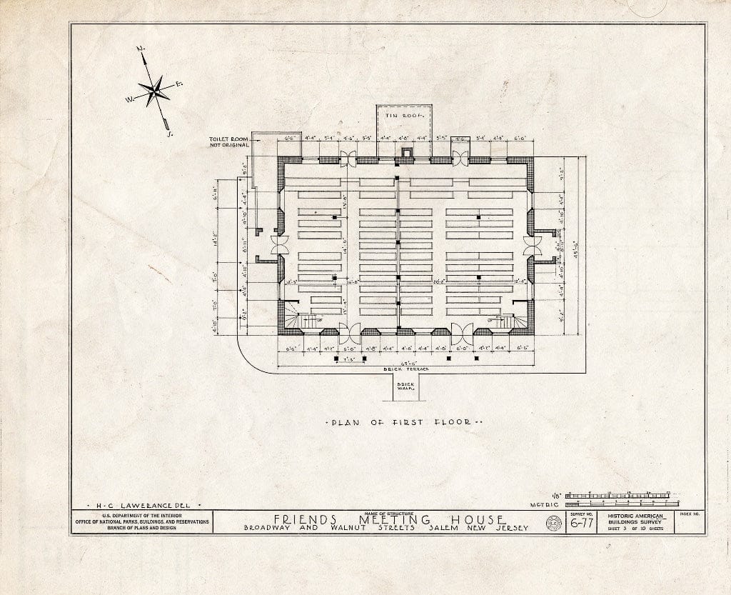 Blueprint HABS NJ,17-SAL,1- (Sheet 3 of 10) - Friends Meetinghouse, East Broadway & Walnut Street, Salem, Salem County, NJ