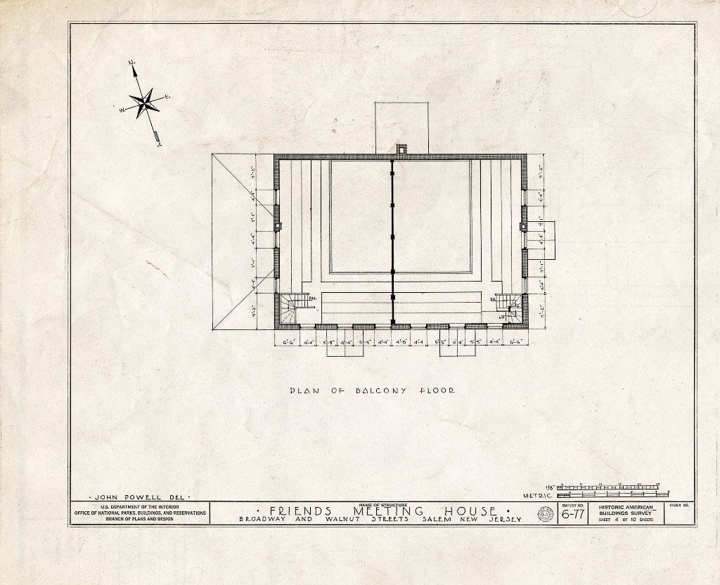 Blueprint HABS NJ,17-SAL,1- (Sheet 4 of 10) - Friends Meetinghouse, East Broadway & Walnut Street, Salem, Salem County, NJ