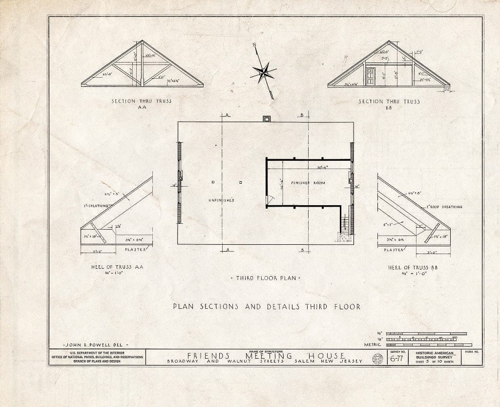 Blueprint HABS NJ,17-SAL,1- (Sheet 5 of 10) - Friends Meetinghouse, East Broadway & Walnut Street, Salem, Salem County, NJ