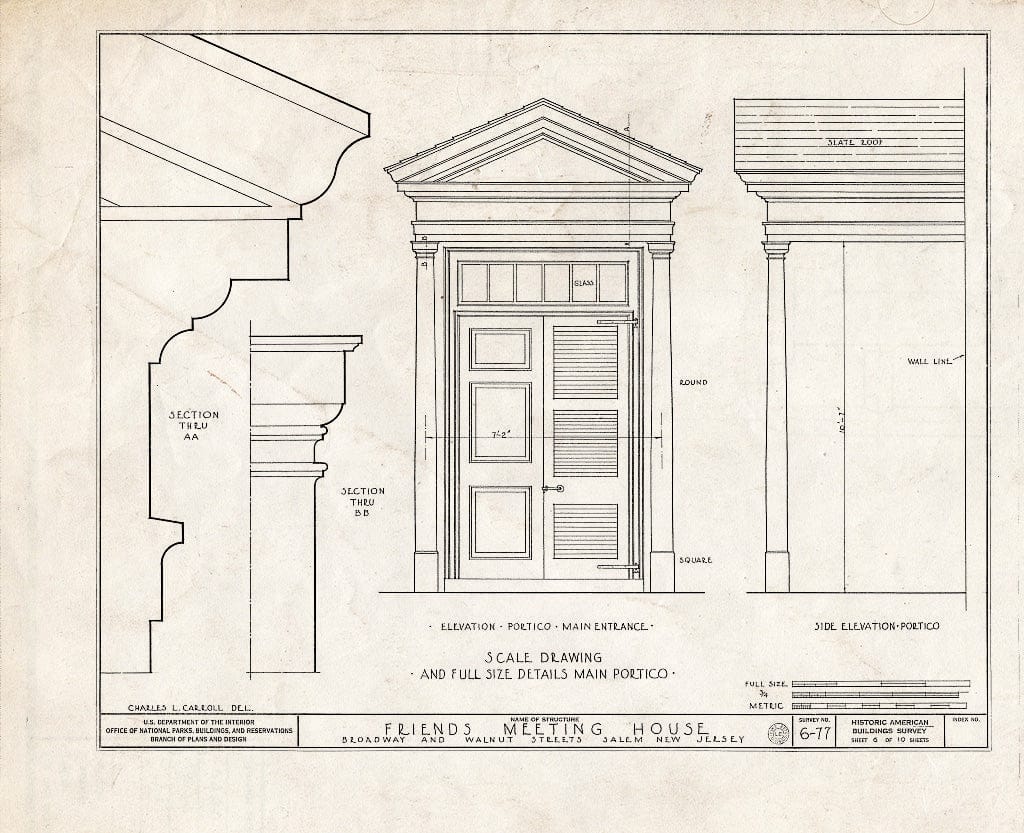 Blueprint HABS NJ,17-SAL,1- (Sheet 6 of 10) - Friends Meetinghouse, East Broadway & Walnut Street, Salem, Salem County, NJ