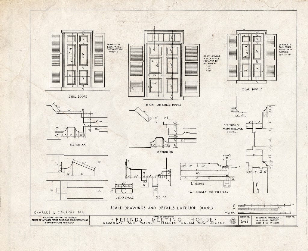 Blueprint HABS NJ,17-SAL,1- (Sheet 8 of 10) - Friends Meetinghouse, East Broadway & Walnut Street, Salem, Salem County, NJ