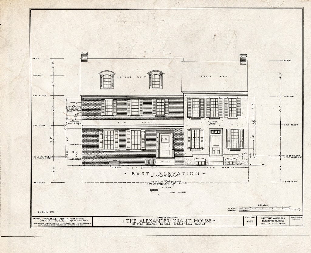 Blueprint HABS NJ,17-SAL,6- (Sheet 5 of 30) - Alexander Grant House, 81-83 Market Street, Salem, Salem County, NJ