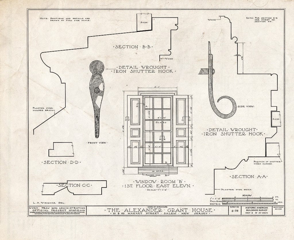 Blueprint HABS NJ,17-SAL,6- (Sheet 8 of 30) - Alexander Grant House, 81-83 Market Street, Salem, Salem County, NJ
