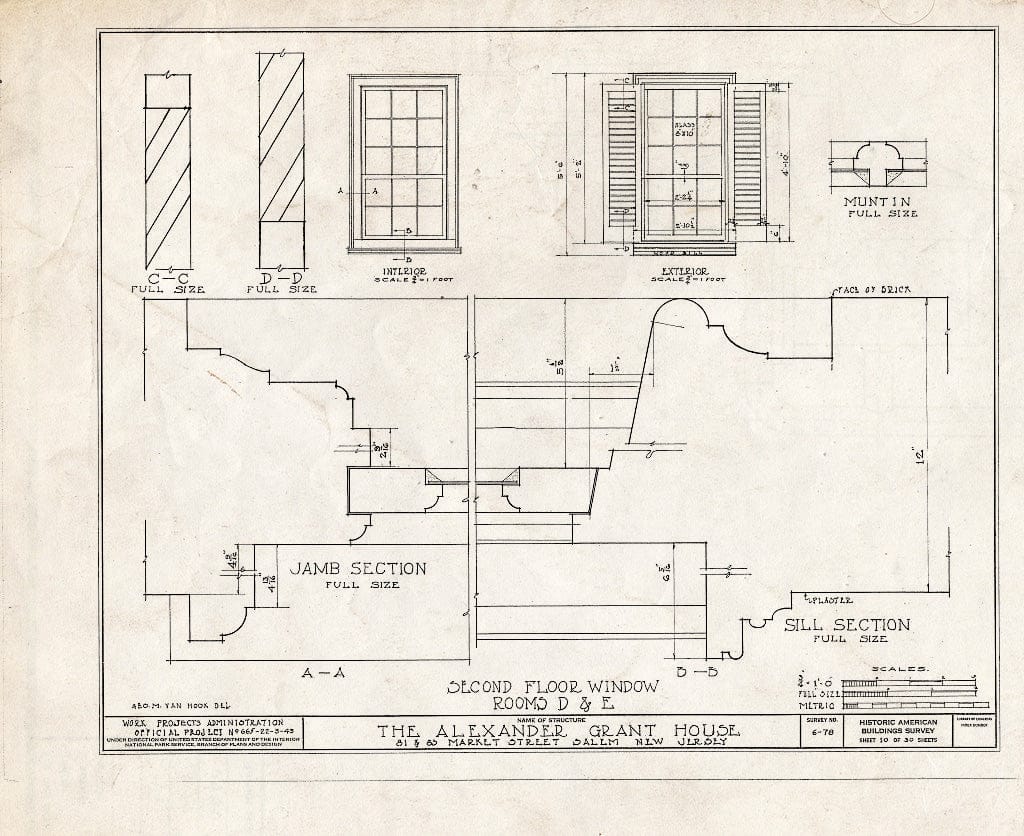 Blueprint HABS NJ,17-SAL,6- (Sheet 10 of 30) - Alexander Grant House, 81-83 Market Street, Salem, Salem County, NJ