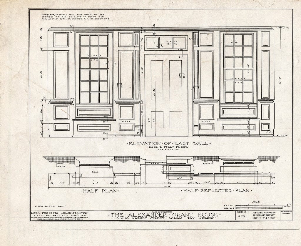 Blueprint HABS NJ,17-SAL,6- (Sheet 16 of 30) - Alexander Grant House, 81-83 Market Street, Salem, Salem County, NJ