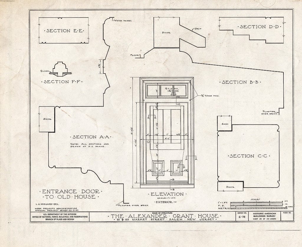 Blueprint HABS NJ,17-SAL,6- (Sheet 18 of 30) - Alexander Grant House, 81-83 Market Street, Salem, Salem County, NJ