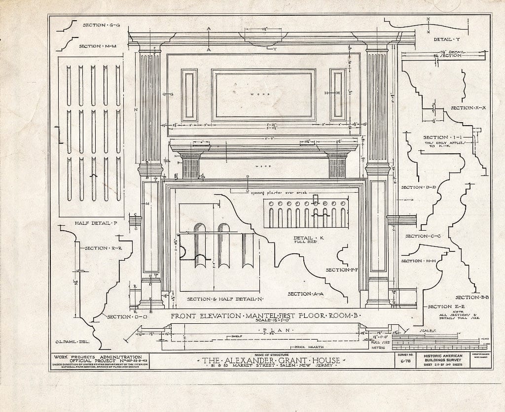 Blueprint HABS NJ,17-SAL,6- (Sheet 20 of 30) - Alexander Grant House, 81-83 Market Street, Salem, Salem County, NJ