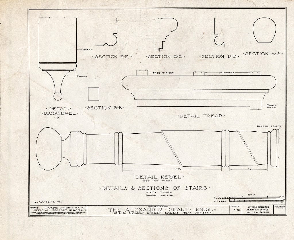 Blueprint HABS NJ,17-SAL,6- (Sheet 22 of 30) - Alexander Grant House, 81-83 Market Street, Salem, Salem County, NJ