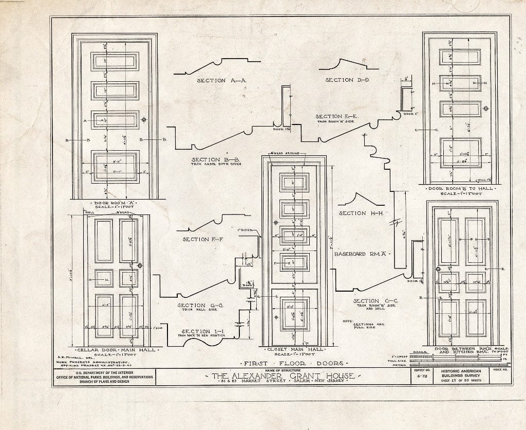 Blueprint HABS NJ,17-SAL,6- (Sheet 27 of 30) - Alexander Grant House, 81-83 Market Street, Salem, Salem County, NJ