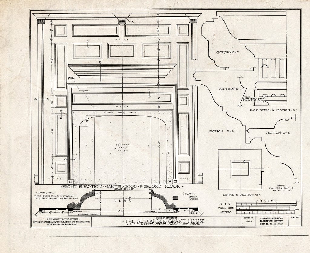 Blueprint HABS NJ,17-SAL,6- (Sheet 28 of 30) - Alexander Grant House, 81-83 Market Street, Salem, Salem County, NJ