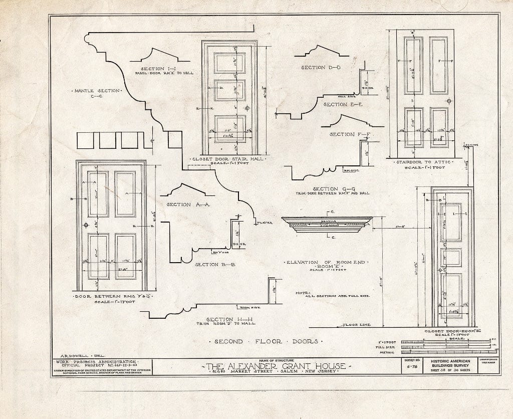Blueprint HABS NJ,17-SAL,6- (Sheet 30 of 30) - Alexander Grant House, 81-83 Market Street, Salem, Salem County, NJ