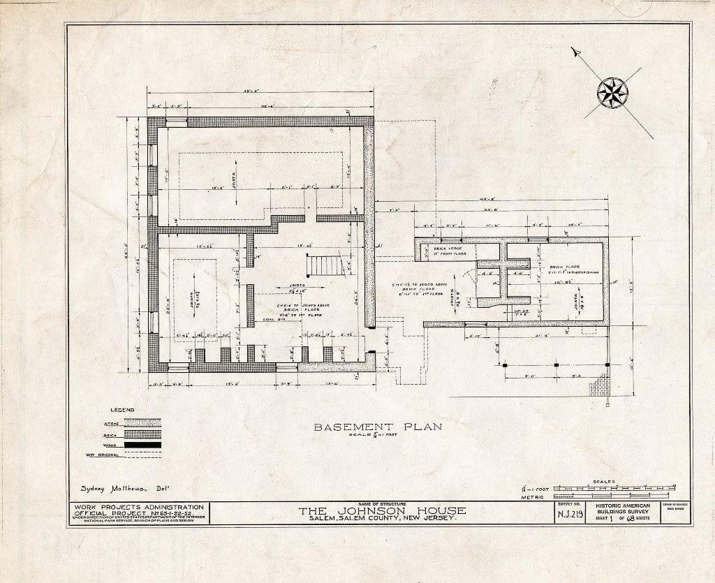 Blueprint HABS NJ,17-SAL,7- (Sheet 1 of 68) - Johnson House, 90 Market Street, Salem, Salem County, NJ