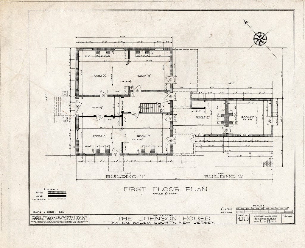 Blueprint HABS NJ,17-SAL,7- (Sheet 2 of 68) - Johnson House, 90 Market Street, Salem, Salem County, NJ