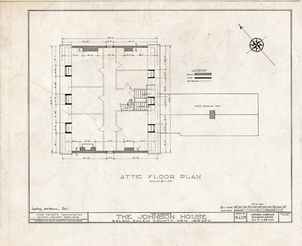 Blueprint HABS NJ,17-SAL,7- (Sheet 4 of 68) - Johnson House, 90 Market Street, Salem, Salem County, NJ
