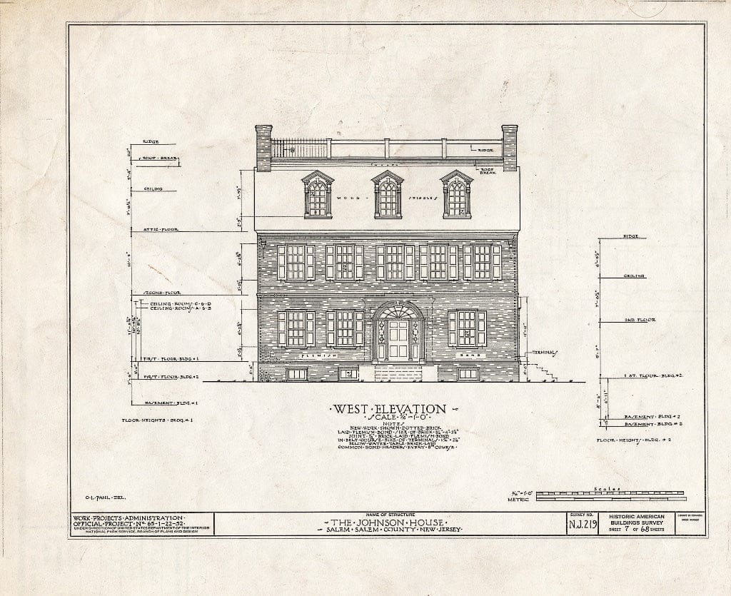Blueprint HABS NJ,17-SAL,7- (Sheet 7 of 68) - Johnson House, 90 Market Street, Salem, Salem County, NJ