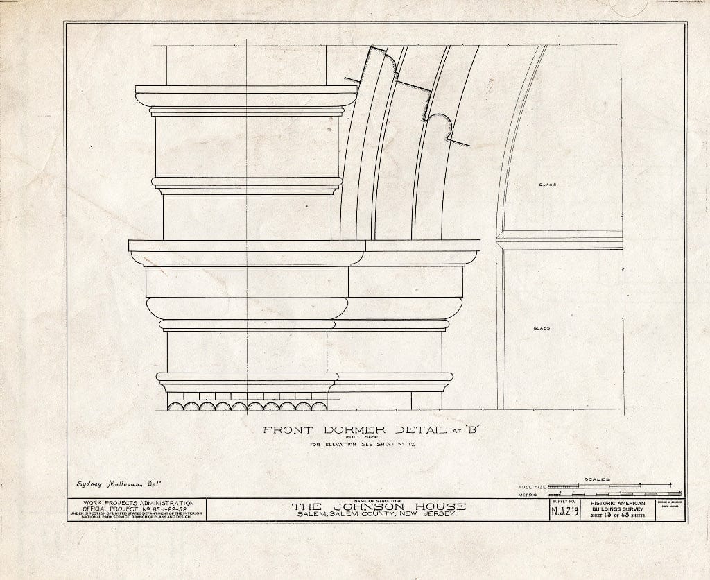 Blueprint HABS NJ,17-SAL,7- (Sheet 13 of 68) - Johnson House, 90 Market Street, Salem, Salem County, NJ