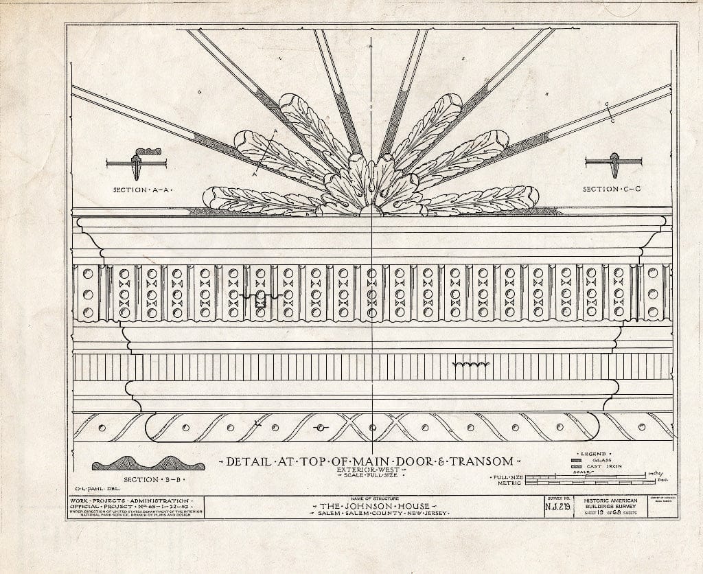 Blueprint HABS NJ,17-SAL,7- (Sheet 19 of 68) - Johnson House, 90 Market Street, Salem, Salem County, NJ