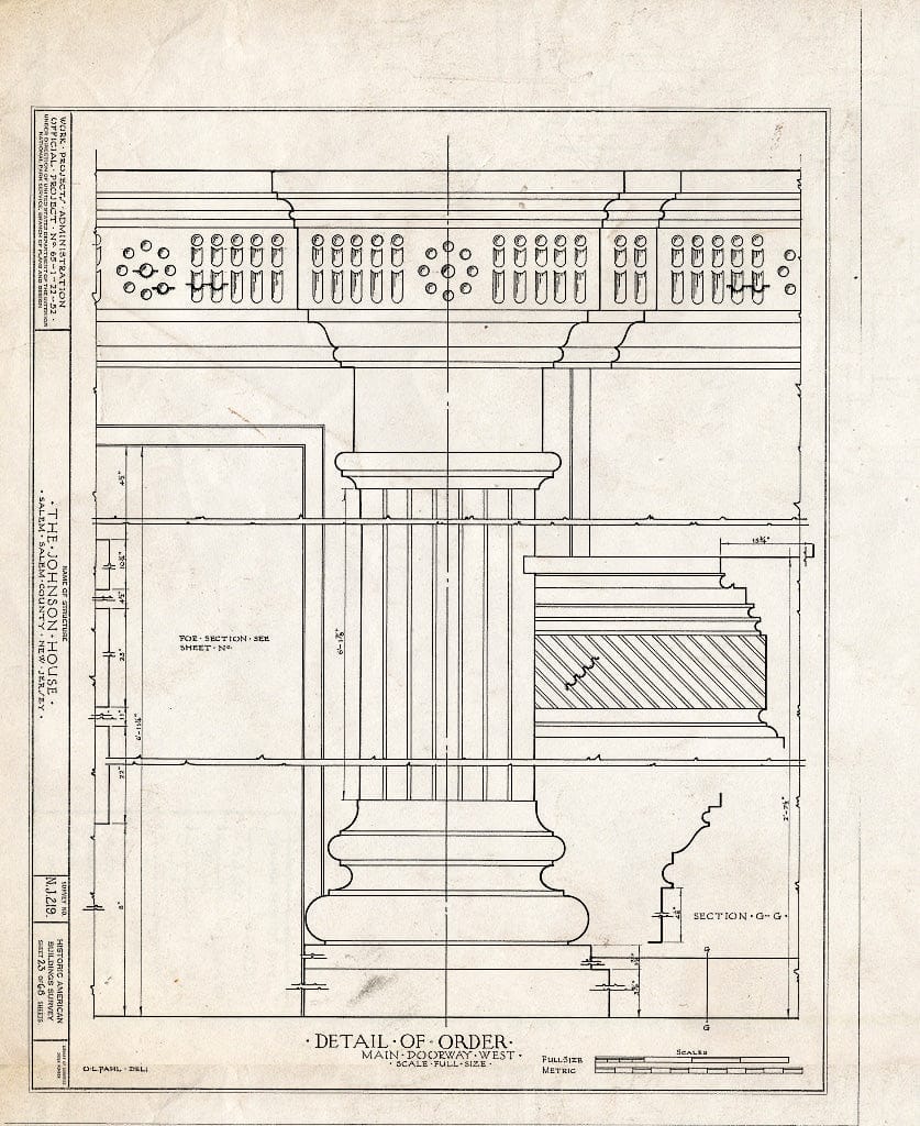 Blueprint HABS NJ,17-SAL,7- (Sheet 23 of 68) - Johnson House, 90 Market Street, Salem, Salem County, NJ