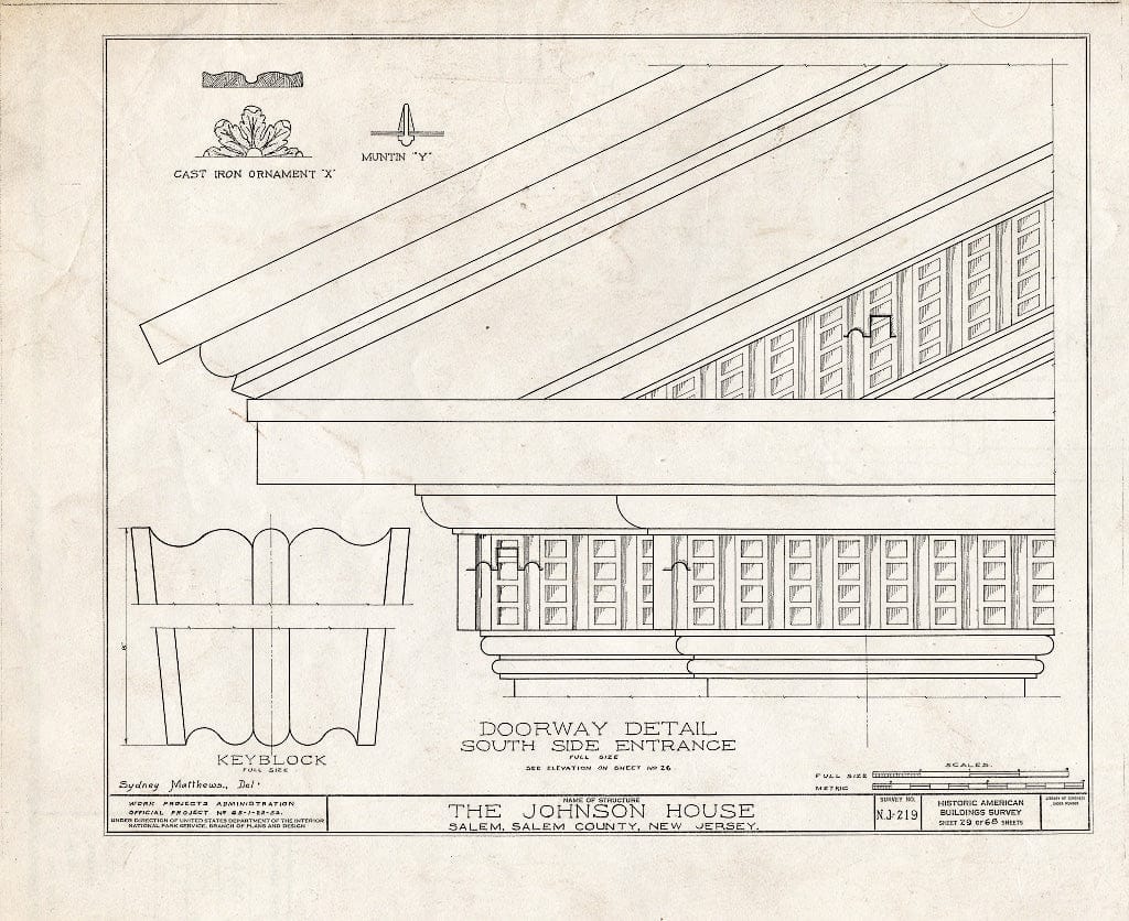 Blueprint HABS NJ,17-SAL,7- (Sheet 29 of 68) - Johnson House, 90 Market Street, Salem, Salem County, NJ