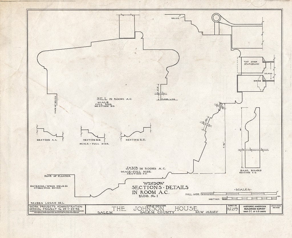 Blueprint HABS NJ,17-SAL,7- (Sheet 31 of 68) - Johnson House, 90 Market Street, Salem, Salem County, NJ