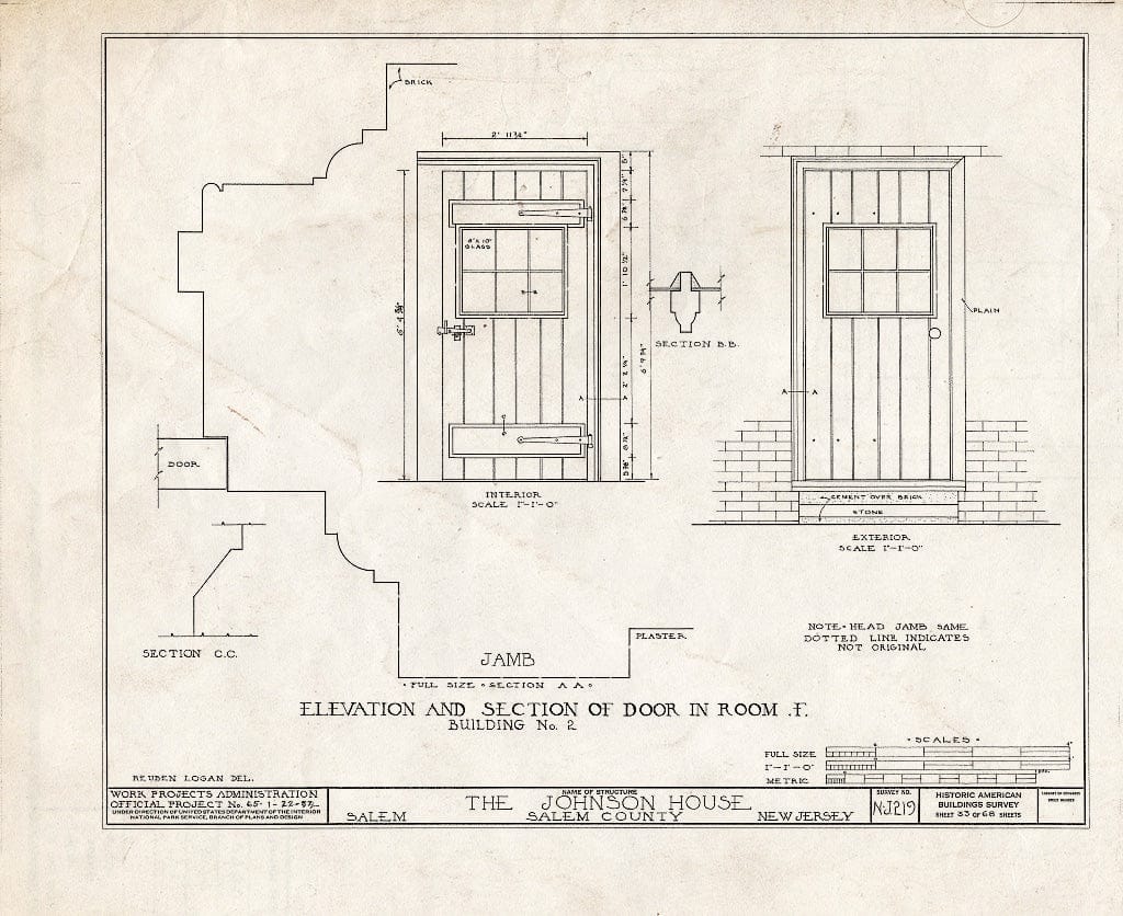 Blueprint HABS NJ,17-SAL,7- (Sheet 33 of 68) - Johnson House, 90 Market Street, Salem, Salem County, NJ