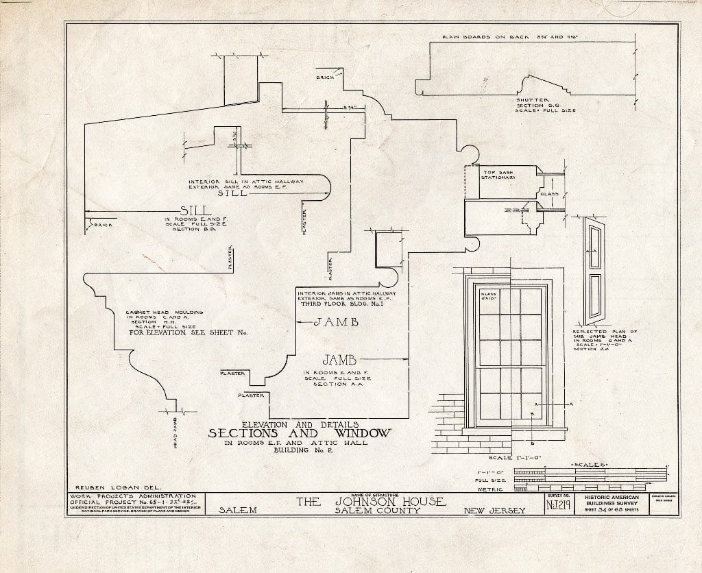 Blueprint HABS NJ,17-SAL,7- (Sheet 34 of 68) - Johnson House, 90 Market Street, Salem, Salem County, NJ
