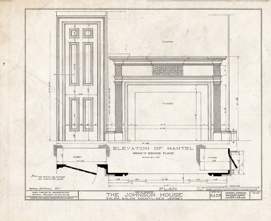 Blueprint HABS NJ,17-SAL,7- (Sheet 59 of 68) - Johnson House, 90 Market Street, Salem, Salem County, NJ