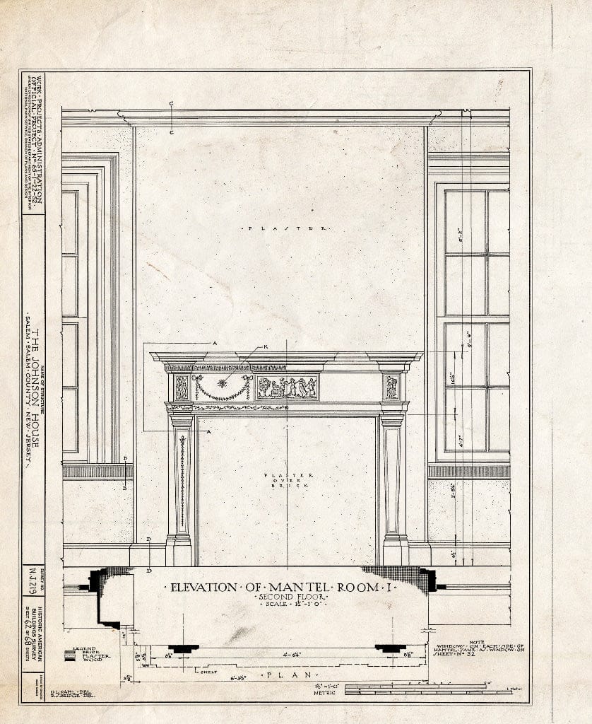 Blueprint HABS NJ,17-SAL,7- (Sheet 62 of 68) - Johnson House, 90 Market Street, Salem, Salem County, NJ
