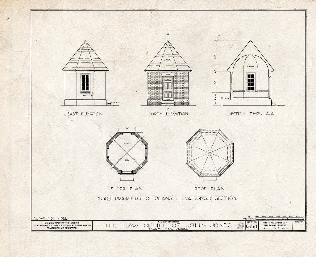 Blueprint HABS NJ,17-SAL,8- (Sheet 1 of 2) - John Jones Law Office, West Broadway & New Market Street, Salem, Salem County, NJ