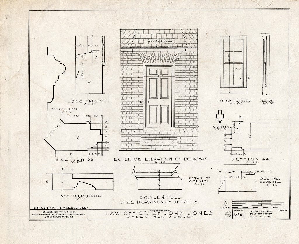 Blueprint HABS NJ,17-SAL,8- (Sheet 2 of 2) - John Jones Law Office, West Broadway & New Market Street, Salem, Salem County, NJ