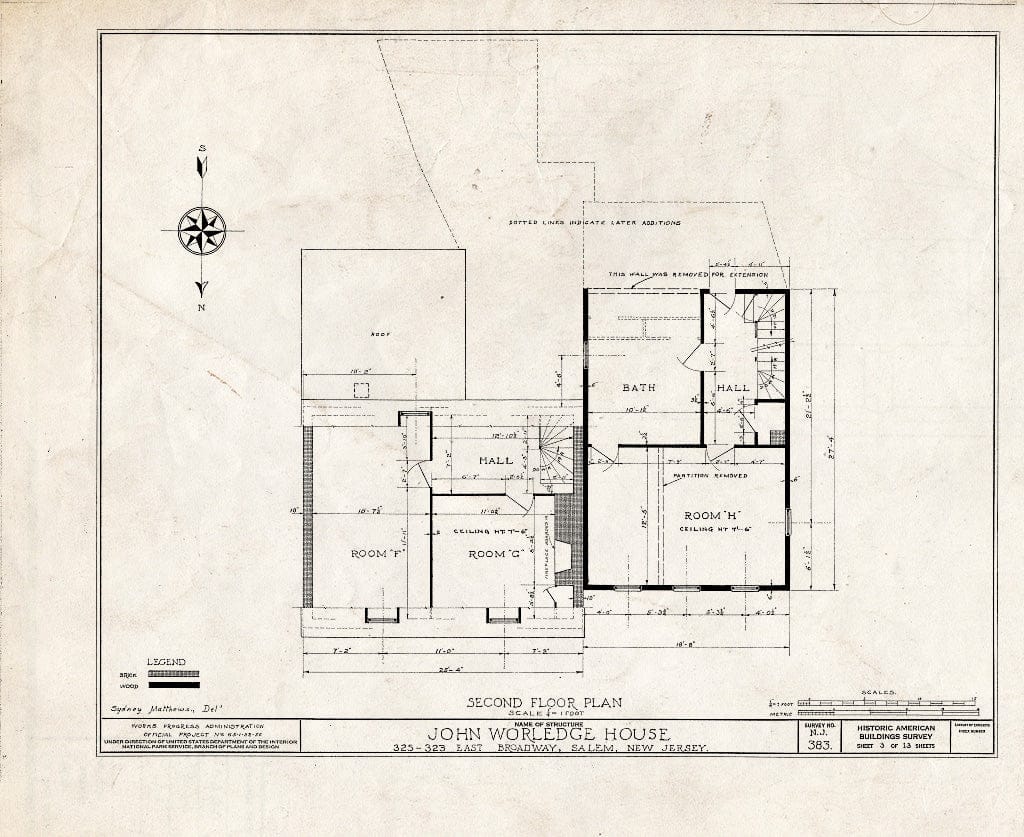 Blueprint HABS NJ,17-SAL,11- (Sheet 3 of 13) - John Worledge House, 323 East Broadway, Salem, Salem County, NJ