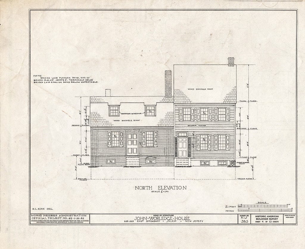 Blueprint HABS NJ,17-SAL,11- (Sheet 4 of 13) - John Worledge House, 323 East Broadway, Salem, Salem County, NJ