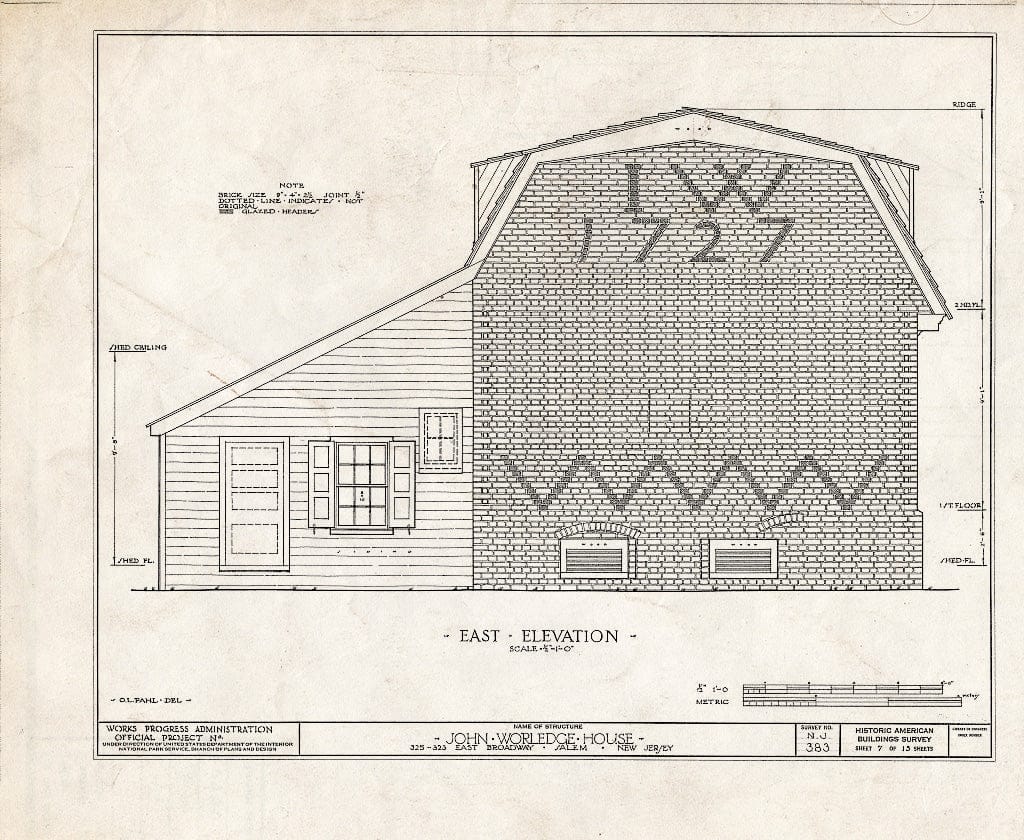 Blueprint HABS NJ,17-SAL,11- (Sheet 7 of 13) - John Worledge House, 323 East Broadway, Salem, Salem County, NJ