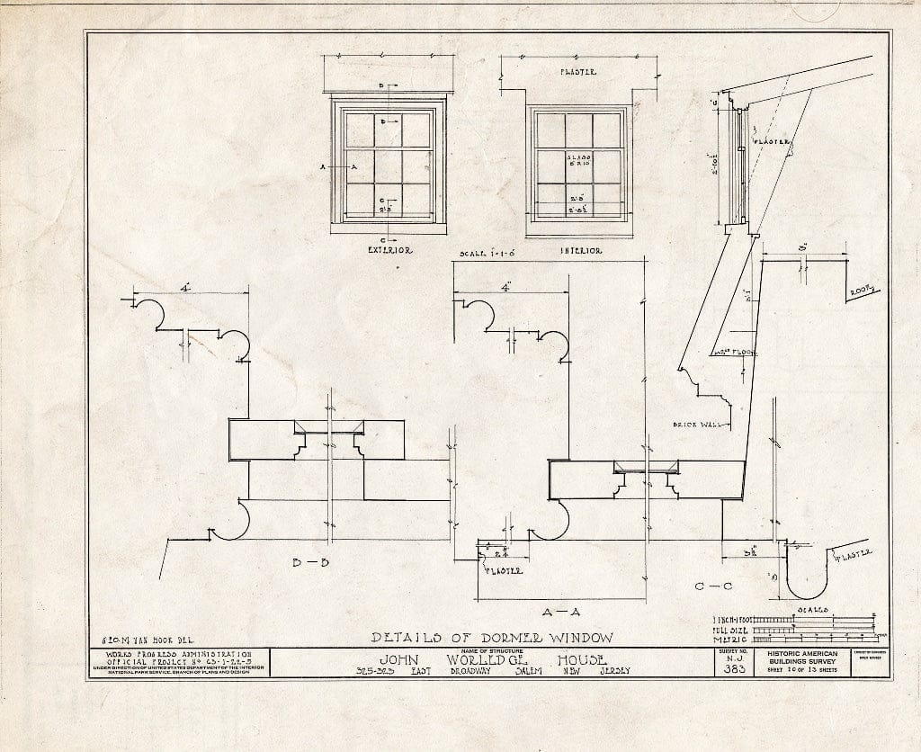 Blueprint HABS NJ,17-SAL,11- (Sheet 10 of 13) - John Worledge House, 323 East Broadway, Salem, Salem County, NJ