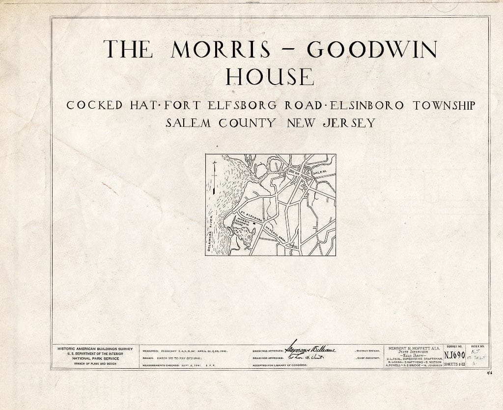 Blueprint HABS NJ,17-SAL.V,6- (Sheet 0 of 23) - Morris-Goodwin House, Fort Elfsboro Road, Salem, Salem County, NJ