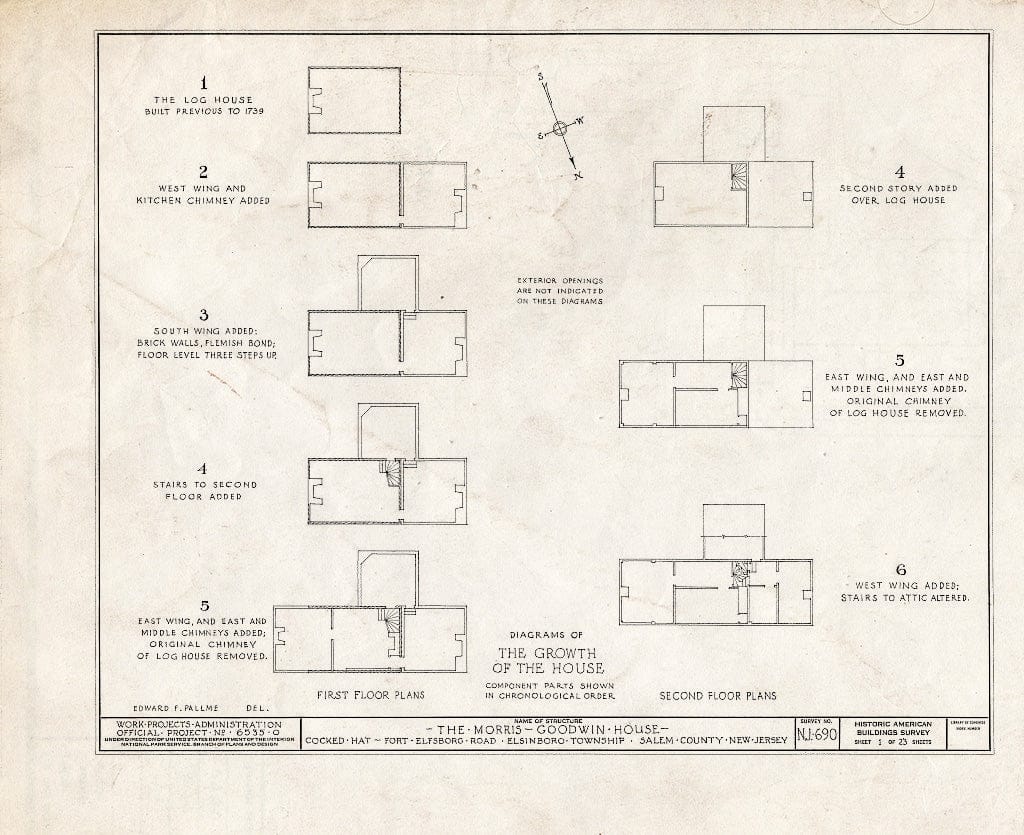 Blueprint HABS NJ,17-SAL.V,6- (Sheet 1 of 23) - Morris-Goodwin House, Fort Elfsboro Road, Salem, Salem County, NJ