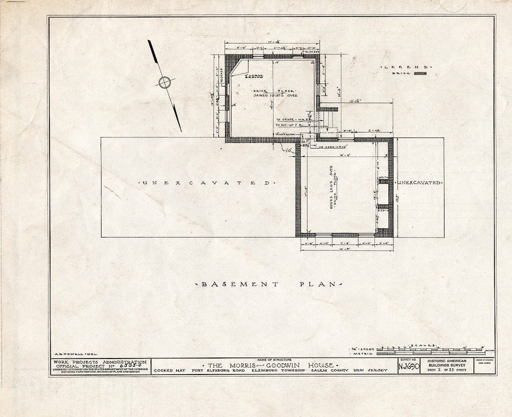 Blueprint HABS NJ,17-SAL.V,6- (Sheet 2 of 23) - Morris-Goodwin House, Fort Elfsboro Road, Salem, Salem County, NJ