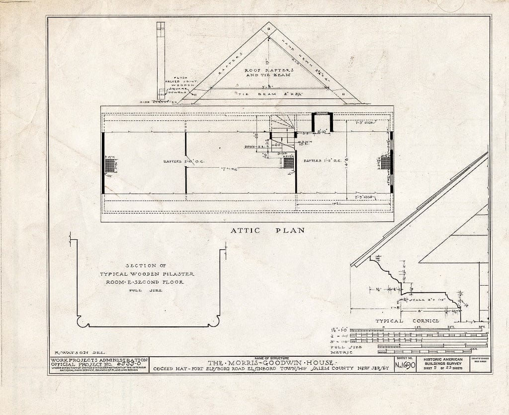 Blueprint HABS NJ,17-SAL.V,6- (Sheet 5 of 23) - Morris-Goodwin House, Fort Elfsboro Road, Salem, Salem County, NJ