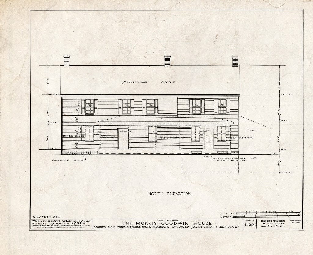 Blueprint HABS NJ,17-SAL.V,6- (Sheet 8 of 23) - Morris-Goodwin House, Fort Elfsboro Road, Salem, Salem County, NJ