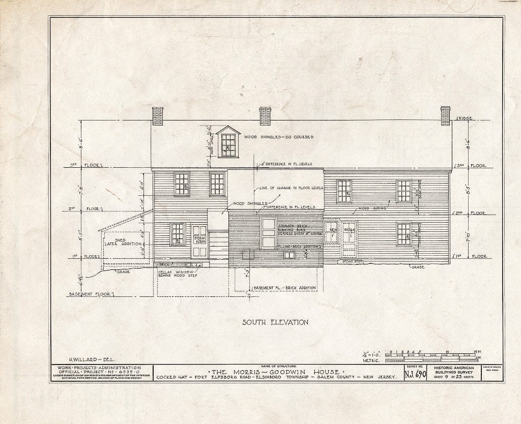 Blueprint HABS NJ,17-SAL.V,6- (Sheet 9 of 23) - Morris-Goodwin House, Fort Elfsboro Road, Salem, Salem County, NJ