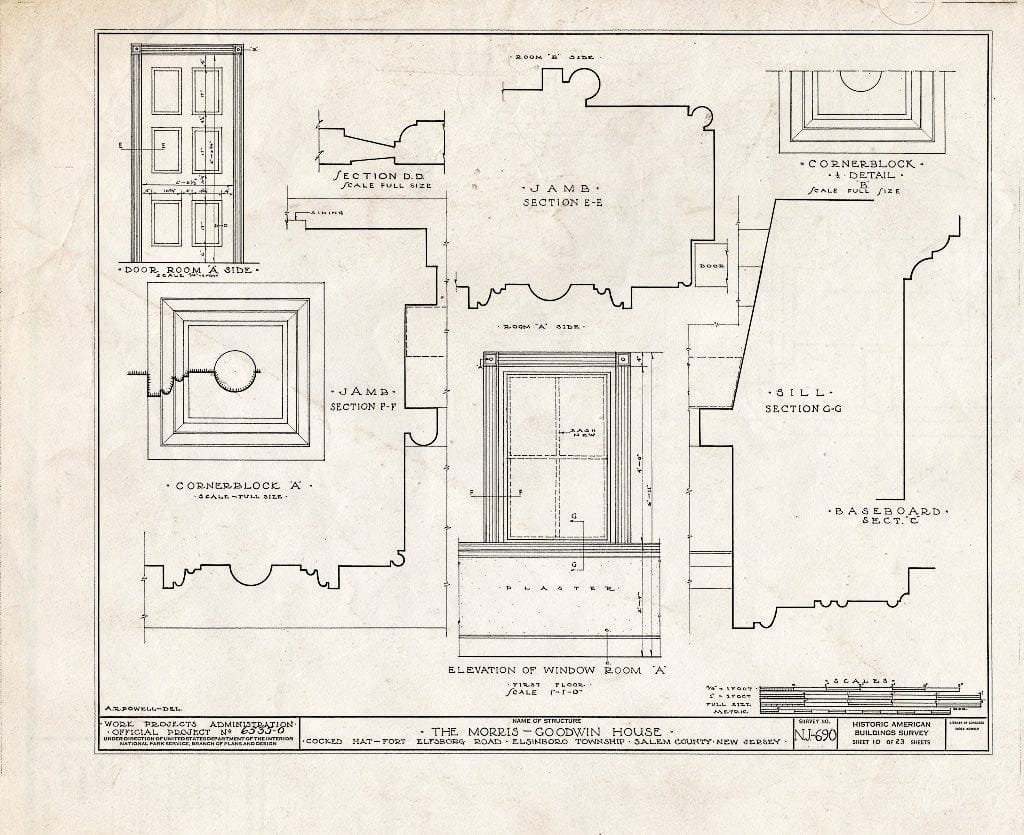 Blueprint HABS NJ,17-SAL.V,6- (Sheet 10 of 23) - Morris-Goodwin House, Fort Elfsboro Road, Salem, Salem County, NJ